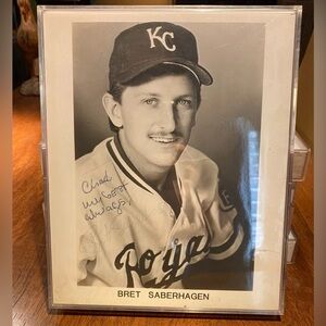 Vtg Bret Saberhagen KC Royals 10” X 8” Framed Autographed Headshot ‘To Chad…’